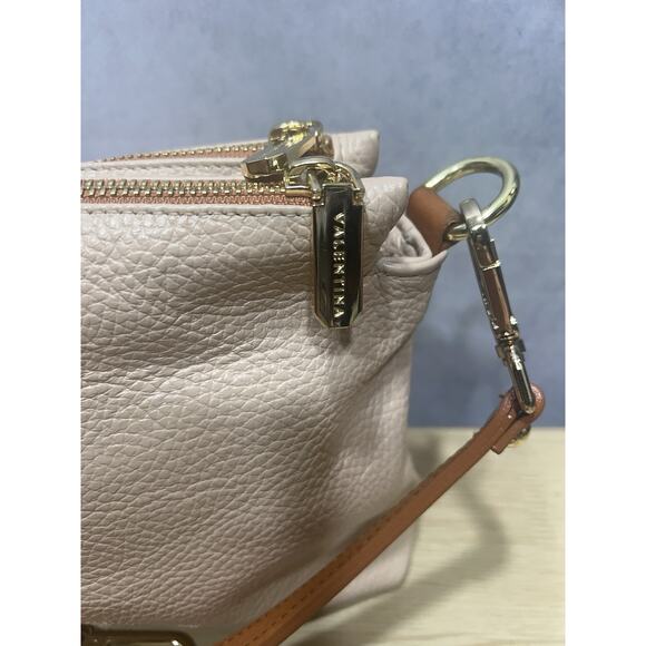 Valentina Italia Crossbody Shoulder Bag Clutch Pebbled Taupe/Beige - Picture 3 of 10